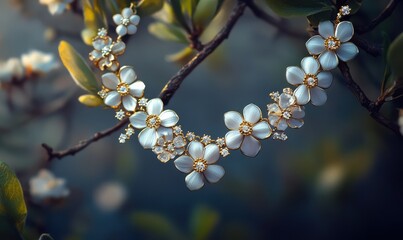 Elegant floral necklaces, symbolizing luxury, femininity, and timeless beauty.