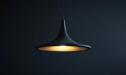 Fototapeta premium Elegant pendant light glowing softly against a dark background, symbolizing modern style and minimalism.