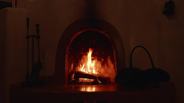 Kiva Fireplace Fire Igniting