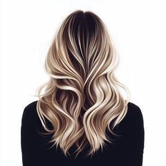 Obraz premium Elegante, gewellte Frisur in blonden Nuancen aus rückseitiger Perspektive