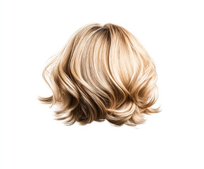 Naklejka premium Elegante Frisur mit gewellten, blonden Haaren aus rückseitiger Sicht