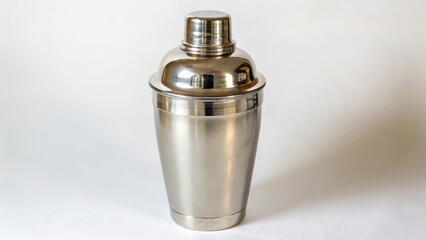 Stainless Steel Cocktail Shaker on White Background