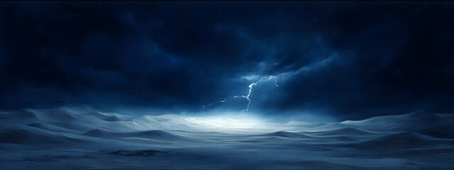 Obraz premium A dark stormy sky with lightning over the desert dunes 