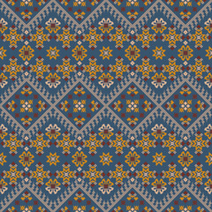Geometric ethnic seamless Thai  style fabric. Textile ornamentation for clothing, embroidery, patchwork, cross stitch, carpet, curtain, sarong, batik, wrapping, wallpaper and illustration vector.