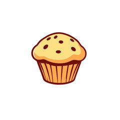 Cute 2D Cartoon Chocolate Chip Muffin - Vector Element