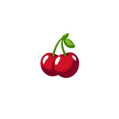 Simple Contoured Cartoon Cherry - Vector Element