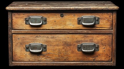 Antique wooden chest of drawers on black background