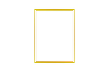 Elegant double-line golden rectangle frame isolated on a transparent background, perfect for luxury border designs. Ideal for invitations, postcards, and greeting cards. High-quality vector cut-out 