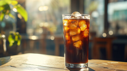 夏の日差しに映えるアイスアメリカーノ、爽快なコーヒータイム