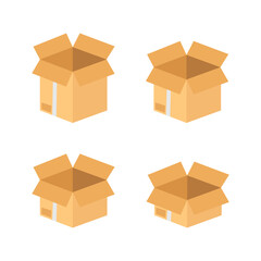 Set Of Cardboard Box Vector Design.