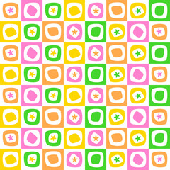 Colorful floral bricks seamless pattern