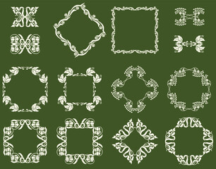 A set of vintage retro Spring flower leafy design borders and frames