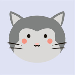 a grey cat design with moustache