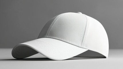 Blank white baseball cap mockup on neutral studio backdrop