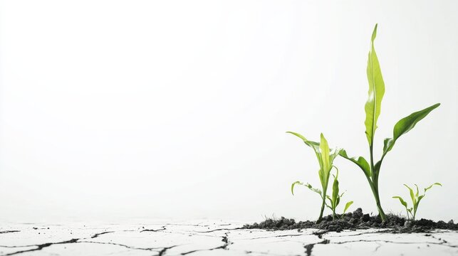 Toxic fertilizer affecting crops and environment. Featuring wilting plants and dry soil