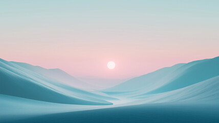 夜明けを思わせる幻想的なブルーからピンクへのグラデーション