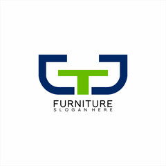 Furniture logo design with GTJ letter concept.