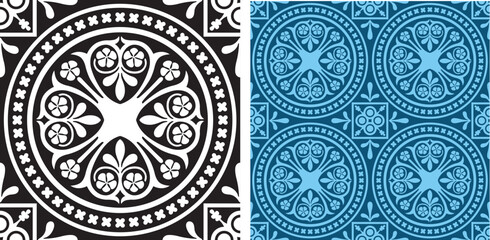 A vintage retro floral repeating seamless tile design. 