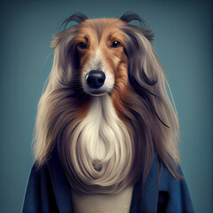Naklejka premium A Dog wearing clothes like a Boss Art by Generative AI