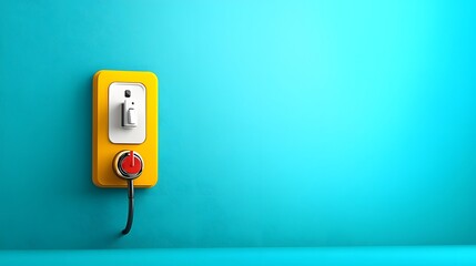 Floating Isometric Style Light Switch with Soft Shadow   A digital 3D render of a minimalist modern light switch design in an isometric perspective with a soft subtle shadow