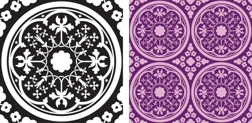 A decorative floral leafy repeating seamless tile pattern. 