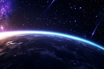 Fototapeta premium Stunning View of Earth from Space with Colorful Galactic Background