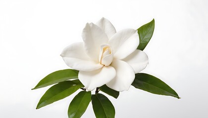 Fototapeta premium Gardenia Isolated on White Background. Beautiful Gardenia Flower,Elegant pink gardenia bloom on a white background,closeup, fragrant, isolated, white, floral, flower, macro, nature,156