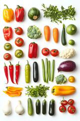 Set of Vegetables Isolated on White Background