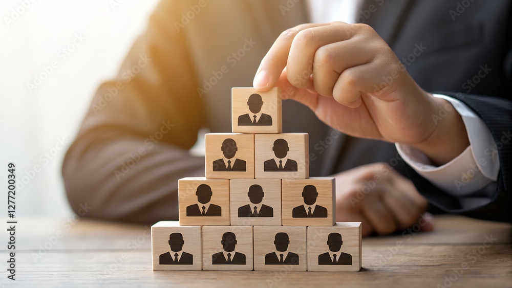 Poster business manager selecting the right leader for a team and building a successful and cohesive group 