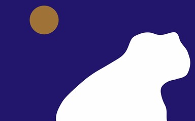 Abstract minimalist landscape with sun and waves