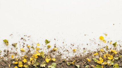 Toxic fertilizer affecting soil and crops. Featuring yellowed plants and eroded ground