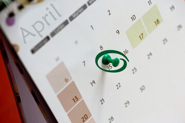 Tax day corresponding to April 15, 2025, deadline for filing national taxes. Planner shows deadline...