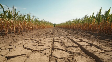 Toxic fertilizer application causing crop failure on a farm. Featuring environmental harm and poor soil quality