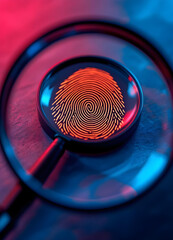 Detailed macro shot of a fingerprint pattern under forensic lens.