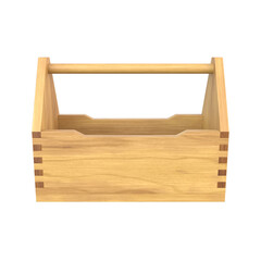 Wooden Tool Box, 3d illustration Isolated on white background