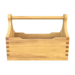 Wooden Tool Box, 3d illustration Isolated on white background