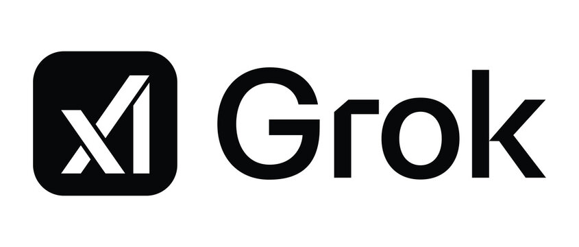 Grok AI logo, new artificial intelligence by Twitter X, futuristic chatbot icon, isolated on white background, advanced machine learning technology, cutting-edge AI innovation, high-resolution vector 