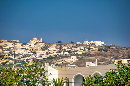 Breathtaking aerial view of Santorini, Greece, featuring volcanic landscapes and iconic villages