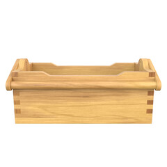Wooden Tool Box, 3d illustration Isolated on white background