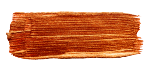 Brown bronze red metallic colored brush stroke isolated on white background. Bronze abstract stroke. Colorful watercolor brush stroke