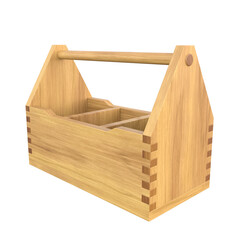 Wooden Tool Box, 3d illustration Isolated on white background