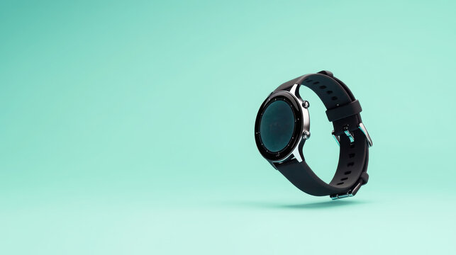 Modern smartwatch displaying personalized features on minimalist background
