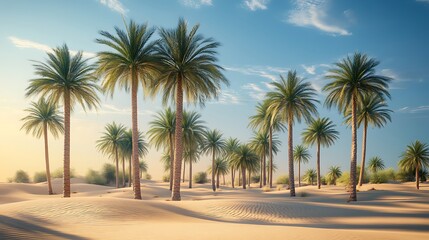 Fototapeta premium Stunning oasis with tall palm trees high resolution wallpaper