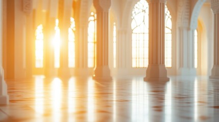 Elegant Architectural Interior with Soft Sunlight and Columns