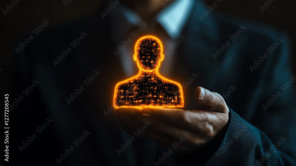 Poster crm system for managing customer data, businessman touching customer icon, seamless connection to ma