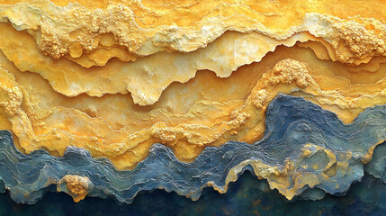 Obraz premium Textured Abstract Background with Layered Blue and Gold Pattern Design Art