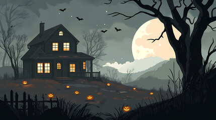 spooky halloween haunted house