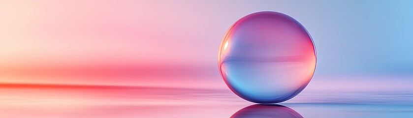 Obraz premium Reflective glass sphere on colorful gradient background abstract art studio setting artistic perspective light play