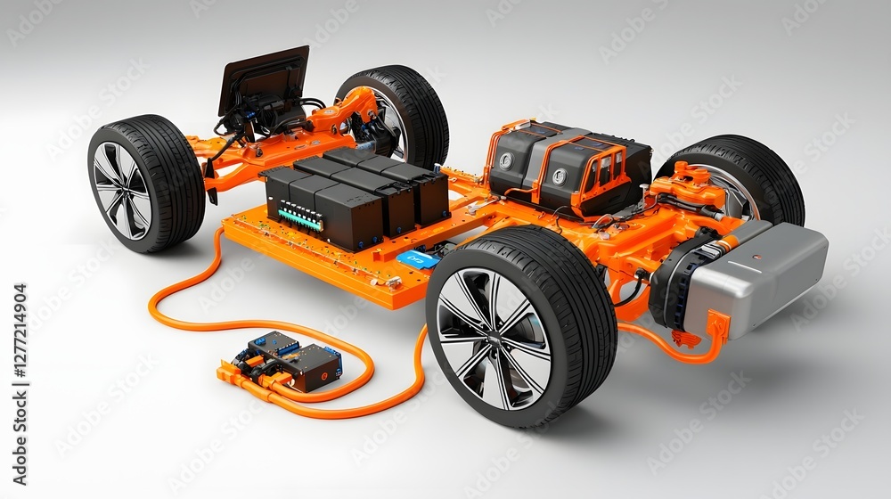 Aufkleber 3d render of an electric vehicle ev motor and battery system showcasing the advanced components and 