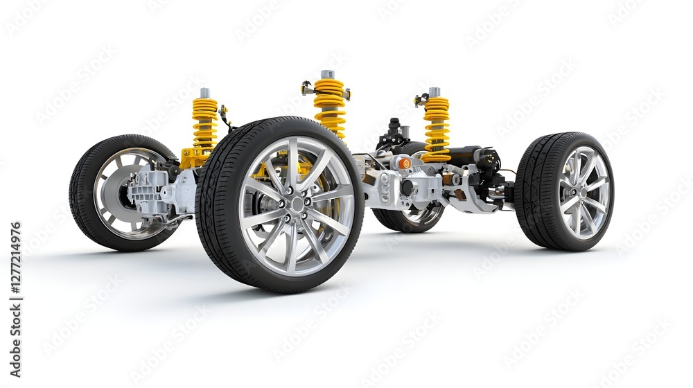 Aufkleber 3D rendering of a detailed cutaway view showcasing the intricate suspension and axle system components of a vehicle including shock absorbers struts gears and other precision engineering elements